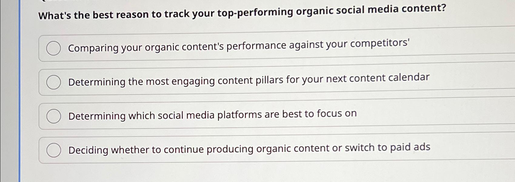 What's the best reason to track your top-performing organic social media content? Comparing your organic