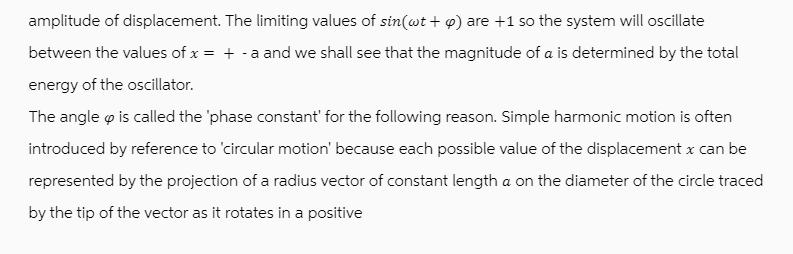 amplitude of displacement. The limiting values of sin(wt + p) are +1 so the system will oscillate between the