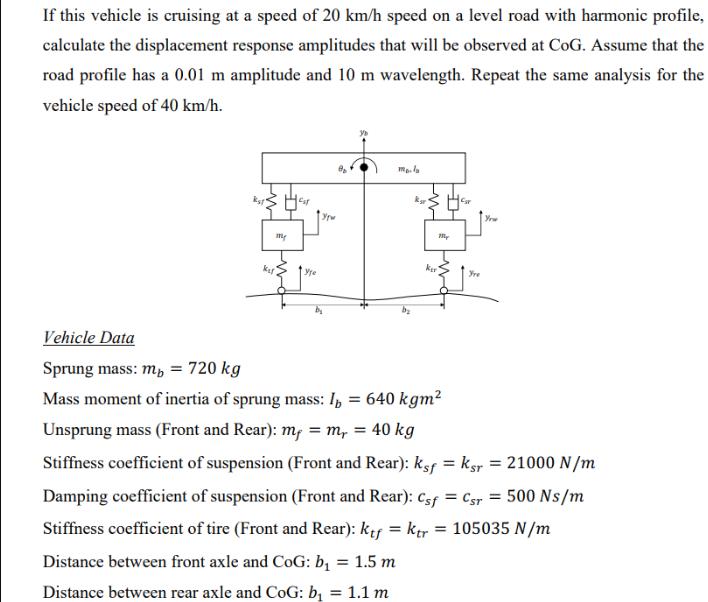 If this vehicle is cruising at a speed of 20 km/h speed on a level road with harmonic profile, calculate the