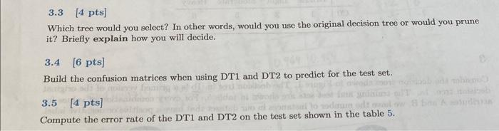 3.3 [4 pts] Which tree would you select? In other words, would you use the original decision tree or would