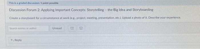 This is a graded discussion: 1 point possible Discussion Forum 2: Applying Important Concepts: Storytelling