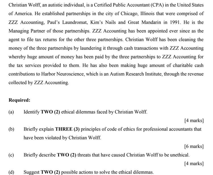 Christian Wolff, an autistic individual, is a Certified Public Accountant (CPA) in the United States of