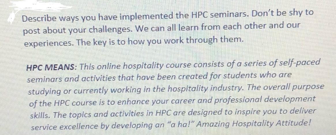 Describe ways you have implemented the HPC seminars. Don't be shy to post about your challenges. We can all