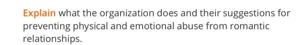 Explain what the organization does and their suggestions for preventing physical and emotional abuse from