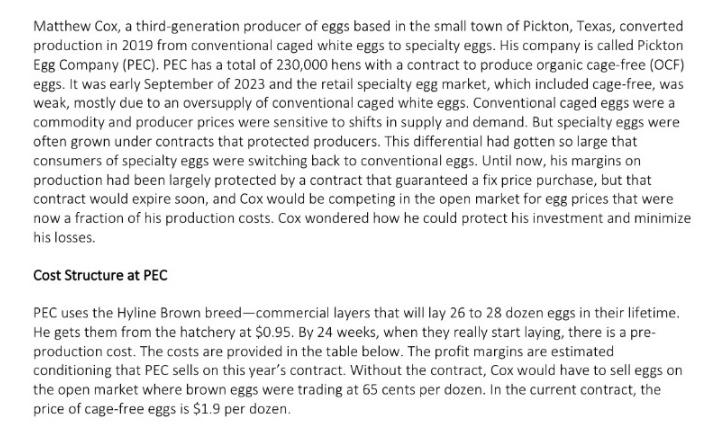 Matthew Cox, a third-generation producer of eggs based in the small town of Pickton, Texas, converted