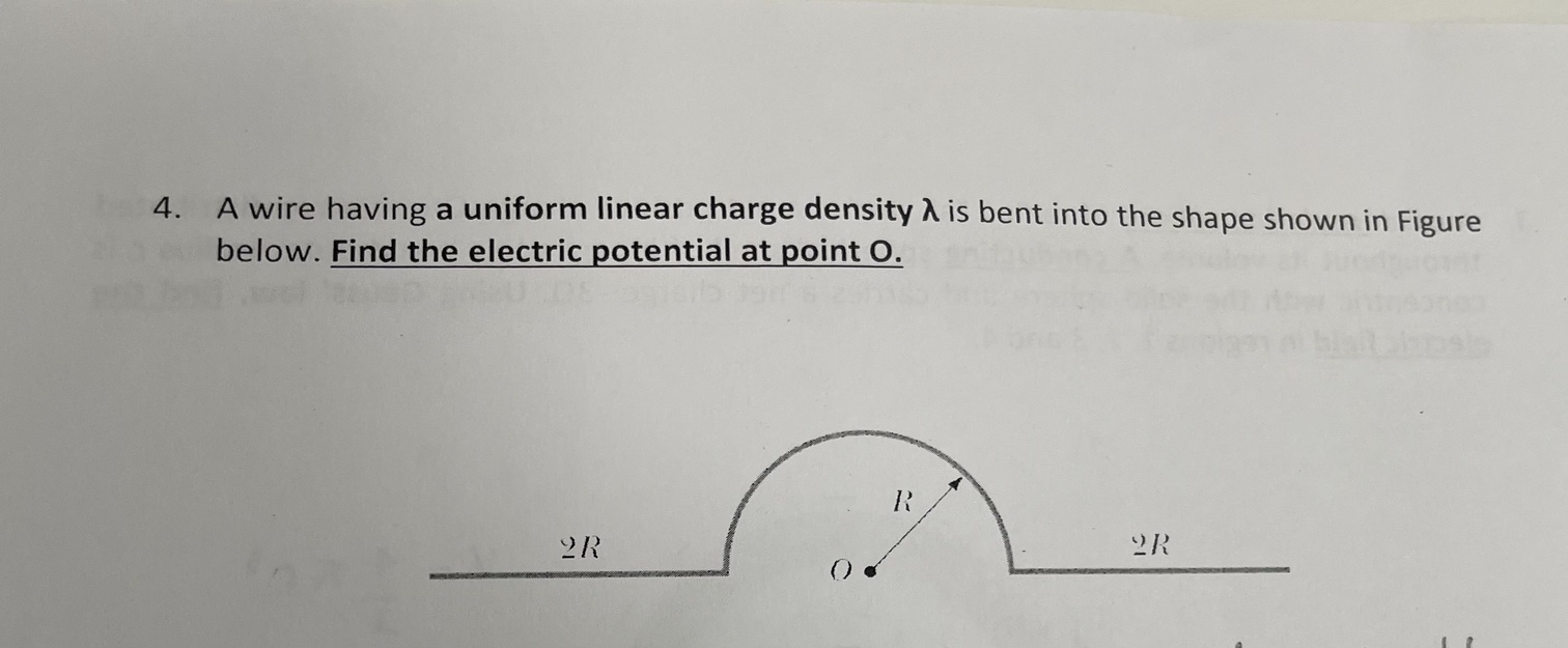 4. A wire having a uniform linear charge density & is bent into the shape shown in Figure below. Find the