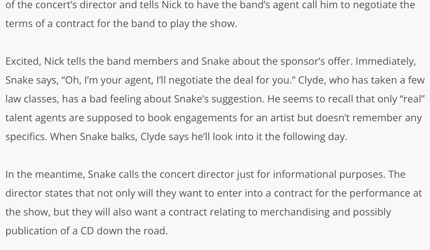 of the concert's director and tells Nick to have the band's agent call him to negotiate the terms of a