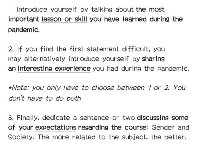 Introduce yourself by talking about the most important lesson or skill you have learned during the pandemic.