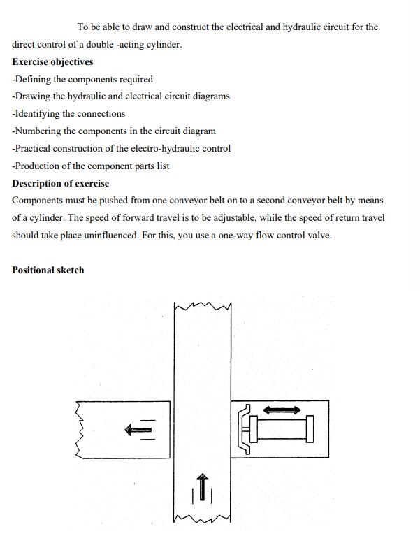 To be able to draw and construct the electrical and hydraulic circuit for the direct control of a double