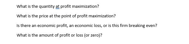 What is the quantity at profit maximization? What is the price at the point of profit maximization? Is there