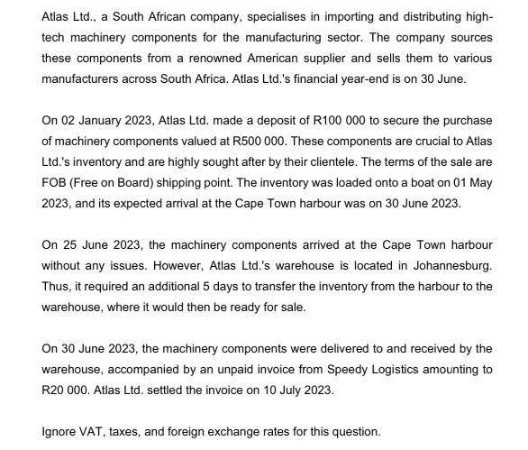 Atlas Ltd., a South African company, specialises in importing and distributing high- tech machinery