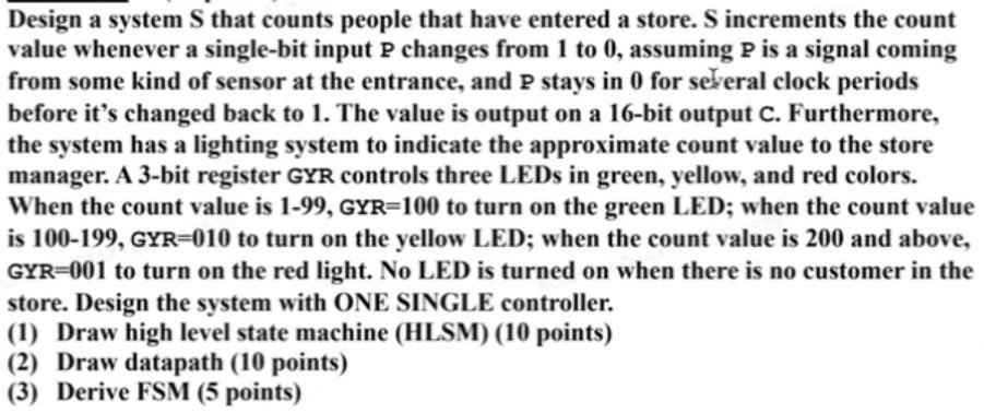 Design a system S that counts people that have entered a store. S increments the count value whenever a