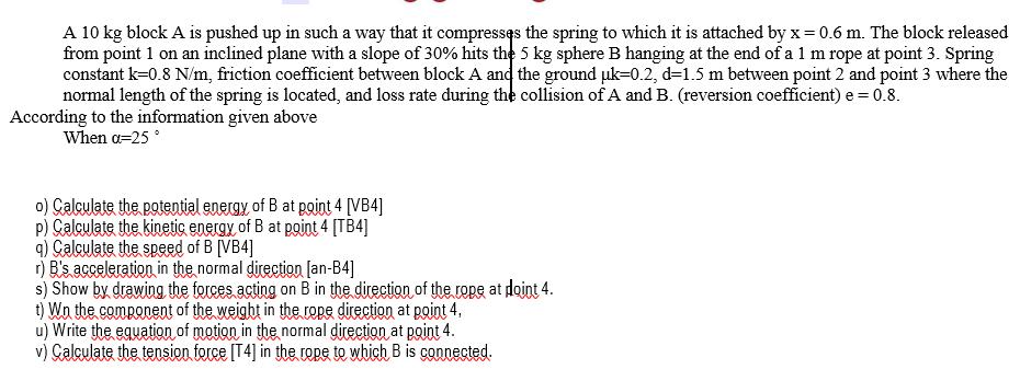 A 10 kg block A is pushed up in such a way that it compresses the spring to which it is attached by x = 0.6