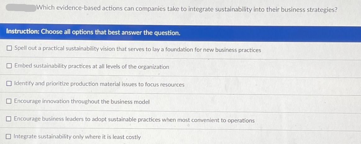 Which evidence-based actions can companies take to integrate sustainability into their business strategies?