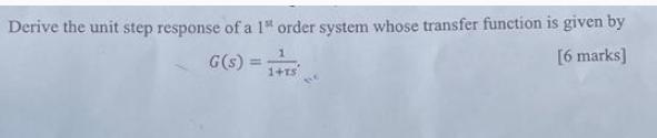 Derive the unit step response of a 1