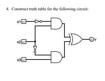4. Construct truth table for the following circuit: x1 x1 x2x1 x3 x1