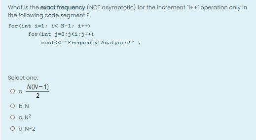 What is the exact frequency (NOT asymptotic) for the increment 