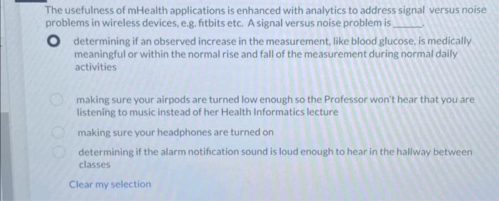 The usefulness of mHealth applications is enhanced with analytics to address signal versus noise problems in