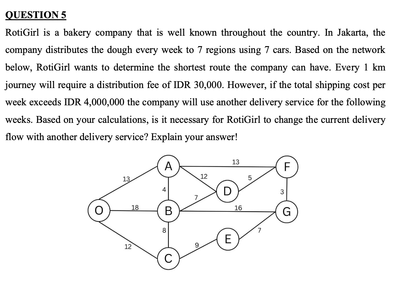 QUESTION 5 RotiGirl is a bakery company that is well known throughout the country. In Jakarta, the company