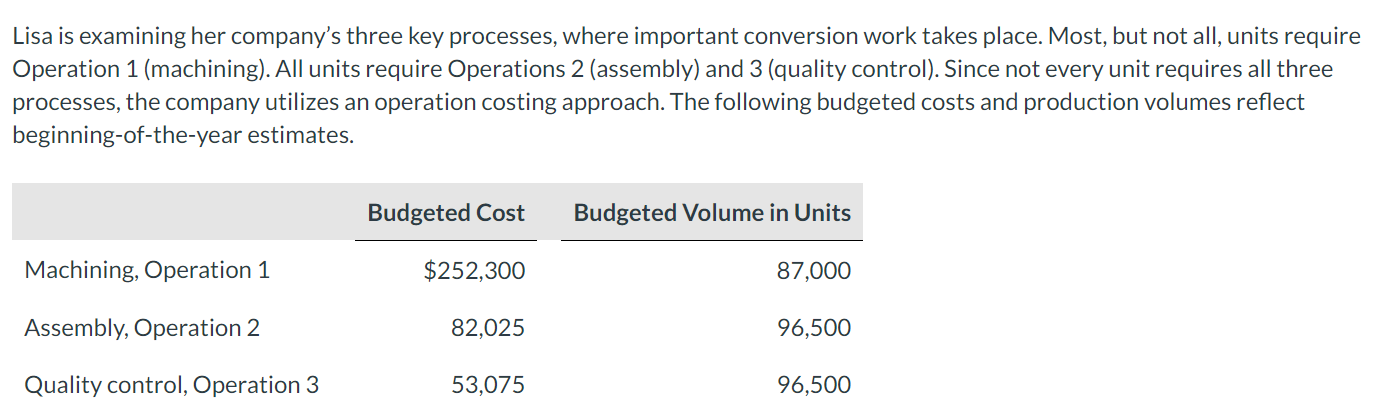 Lisa is examining her company's three key processes, where important conversion work takes place. Most, but