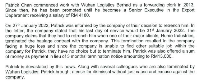 Patrick Chan commenced work with Wuhan Logistics Berhad as a forwarding clerk in 2013. Since then, he has