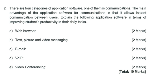 2. There are four categories of application software, one of them is communications. The main advantage of