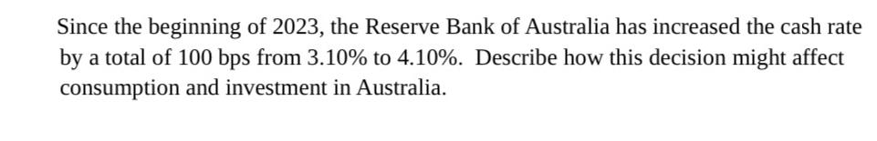 Since the beginning of 2023, the Reserve Bank of Australia has increased the cash rate by a total of 100 bps