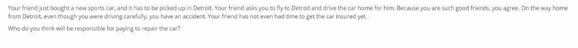 Your friend just bought a new sports car, and it has to be picked up in Detroit. Your friend asks you to fly