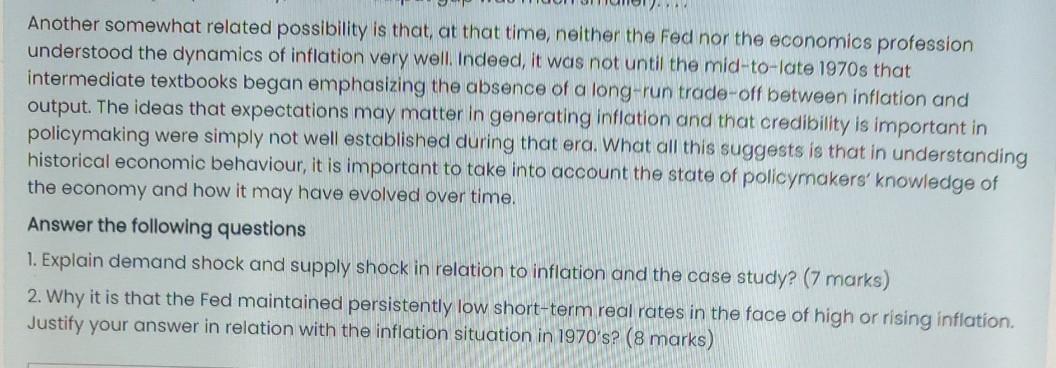 Another somewhat related possibility is that, at that time, neither the Fed nor the economics profession