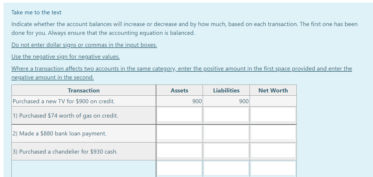 Take me to the text Indicate whether the account balances will increase or decrease and by how much, based on