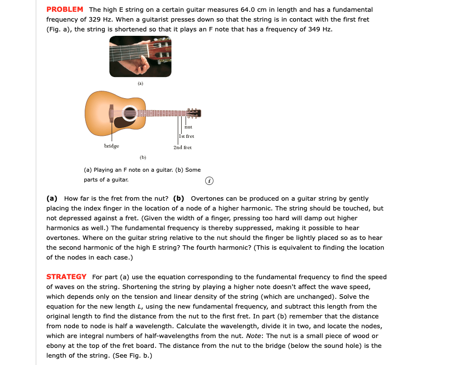 PROBLEM The high E string on a certain guitar measures 64.0 cm in length and has a fundamental frequency of