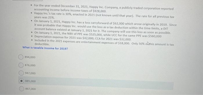 . For the year ended December 31, 2021, Happy Inc. Company, a publicly traded corporation reported accounting