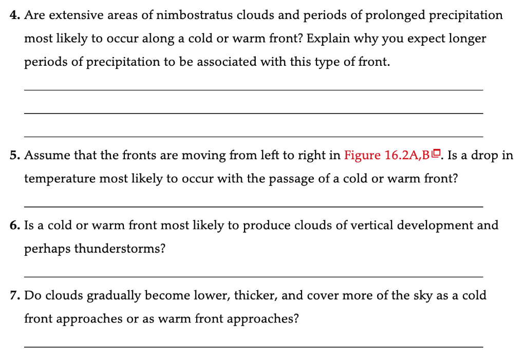 4. Are extensive areas of nimbostratus clouds and periods of prolonged precipitation most likely to occur