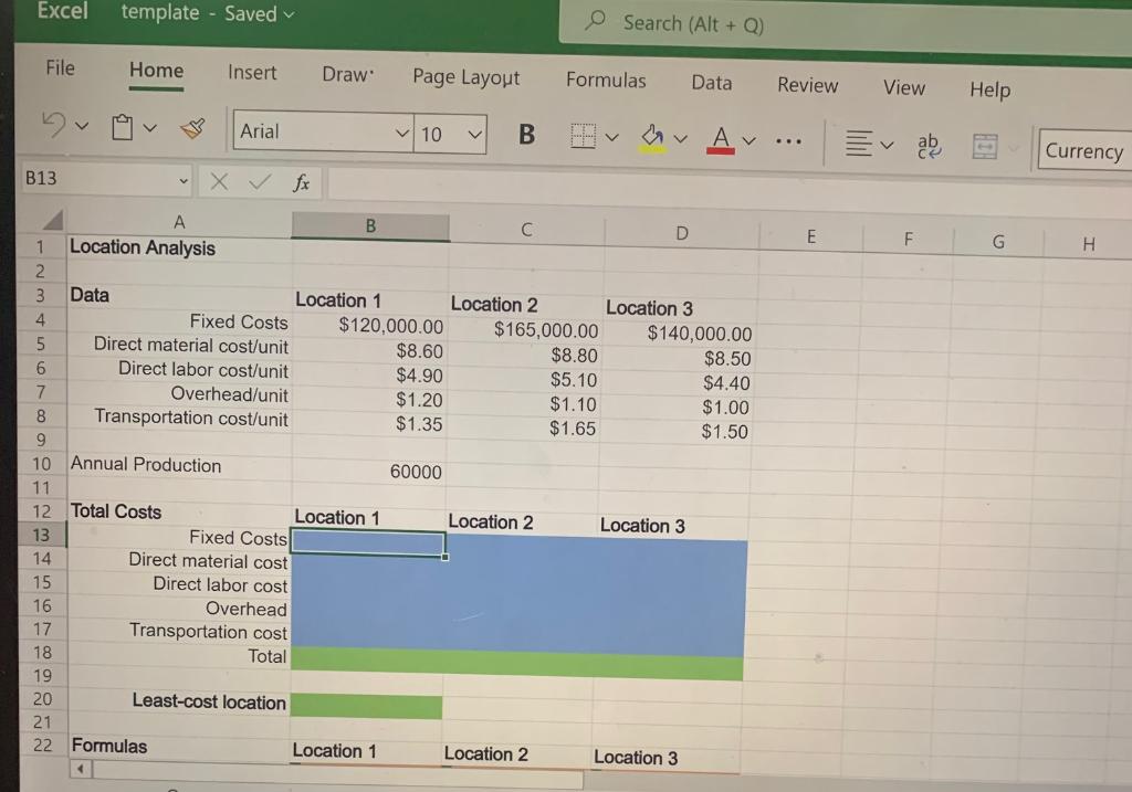 Excel File B13 1 2 3 4 5 6 7 8 9 10 11 12 13 14 15 16 17 18 19 20 template - Saved  Data Home V A Location