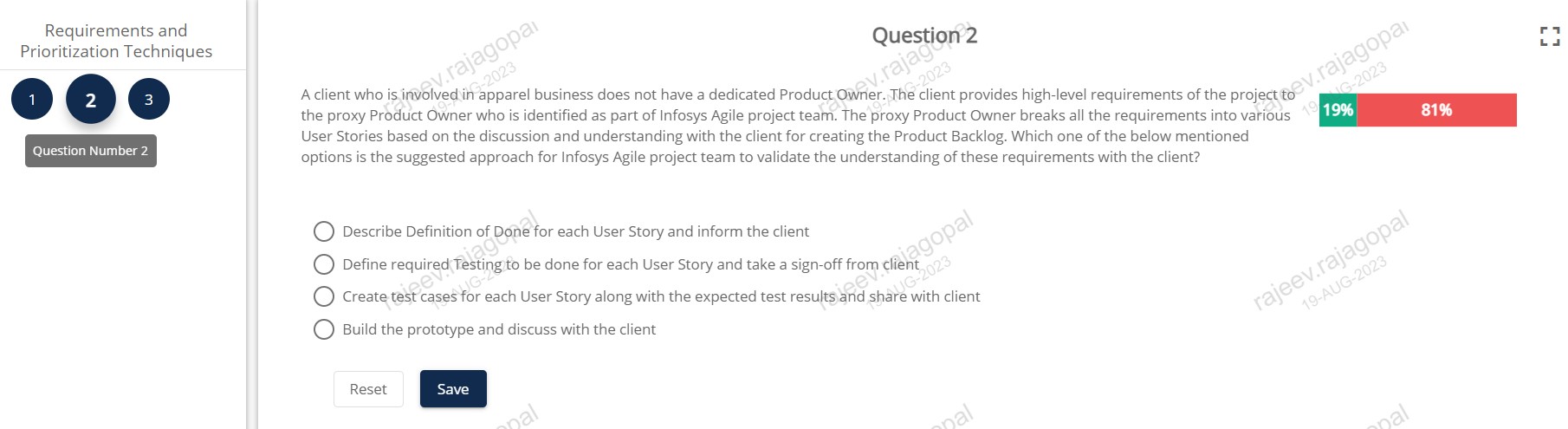 Requirements and Prioritization Techniques 1 2 3 Question Number 2 A client who is involve jagopai the proxy