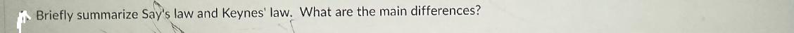 Briefly summarize Say's law and Keynes' law. What are the main differences?