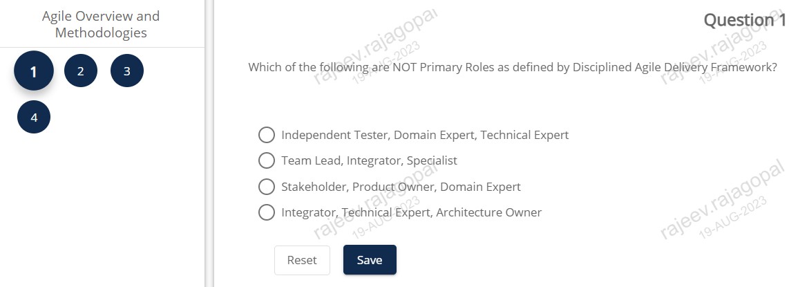 1 4 Agile Overview and Methodologies 2 3 e NOT Primary Roles as defined by Disciplined Agile Deliveyr Stion 1