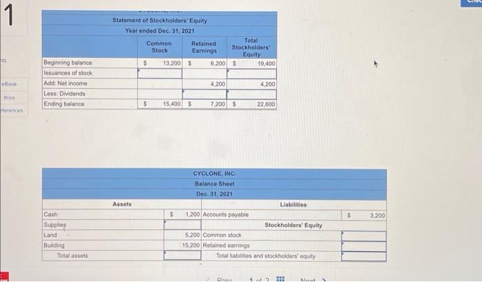 1 ts eBook Priet ferences Beginning balance Issuances of stock Add: Net income Less: Dividends Ending balance