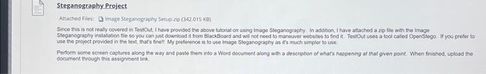 |||| Steganography Project Attached Files: Image Steganography Setup.oip (342.015 KB) Since this is not