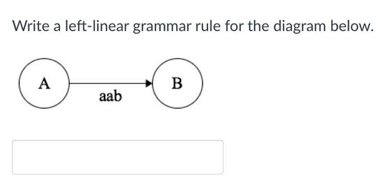 Write a left-linear grammar rule for the diagram below. A aab B