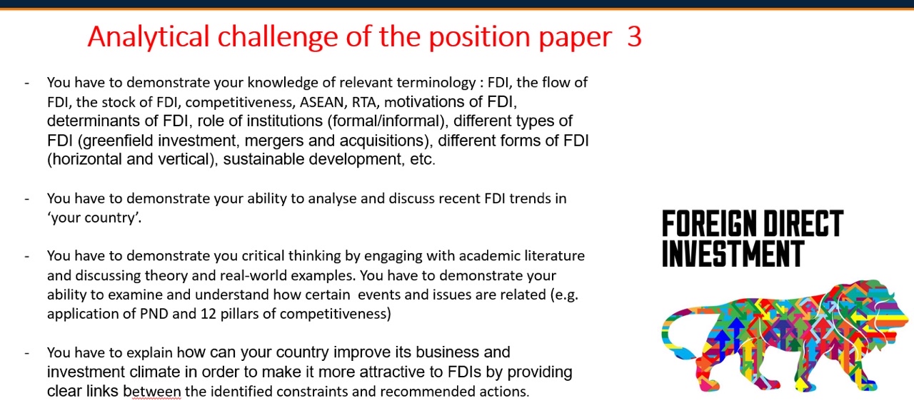 Analytical challenge of the position paper 3 You have to demonstrate your knowledge of relevant terminology: