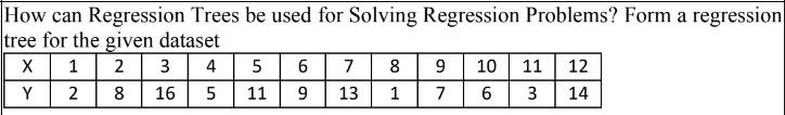 How can Regression Trees be used for Solving Regression Problems? Form a regression tree for the given