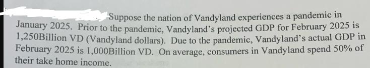 Suppose the nation of Vandyland experiences a pandemic in January 2025. Prior to the pandemic, Vandyland's