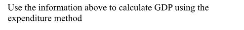 Use the information above to calculate GDP using the expenditure method