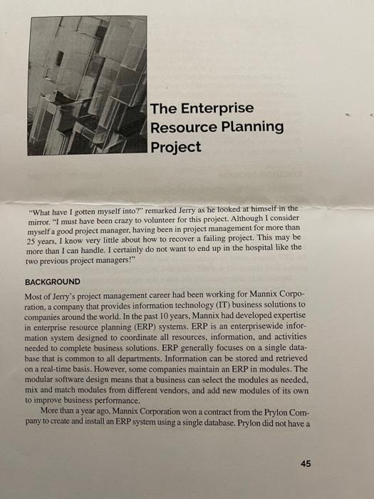 The Enterprise Resource Planning Project 