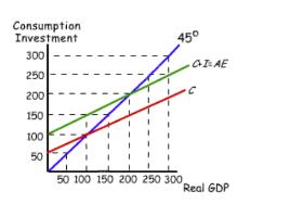 Consumption. Investment 300 250 200 150 100 50 45 50 100 150 200 250 300 CI=AE Real GDP