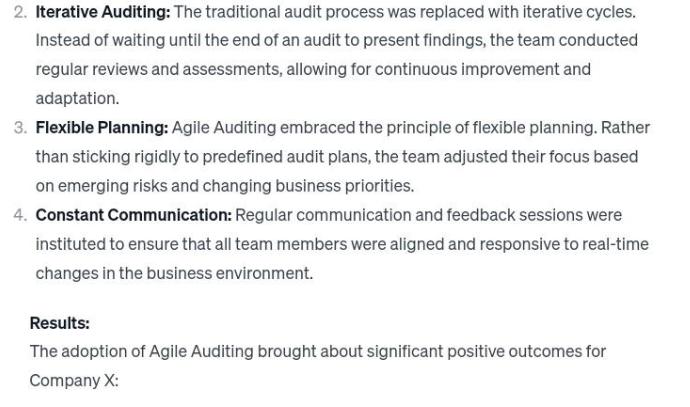 2. Iterative Auditing: The traditional audit process was replaced with iterative cycles. Instead of waiting