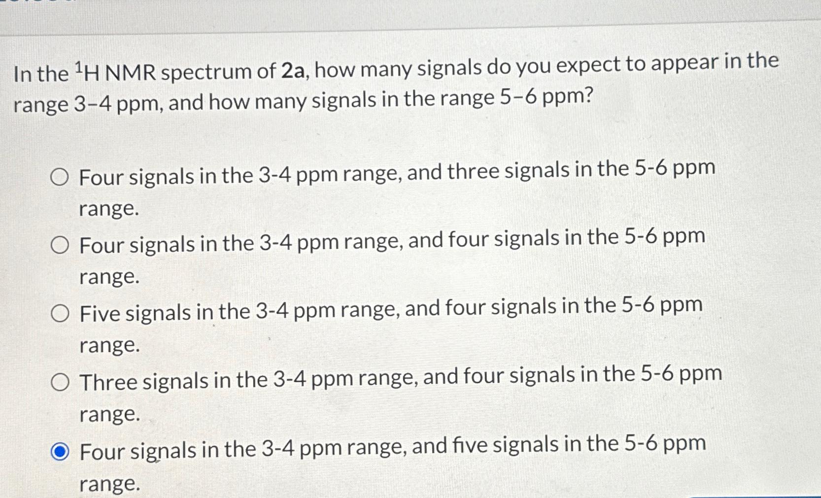 In the H NMR spectrum of 2a, how many signals do you expect to appear in the range 3-4 ppm, and how many