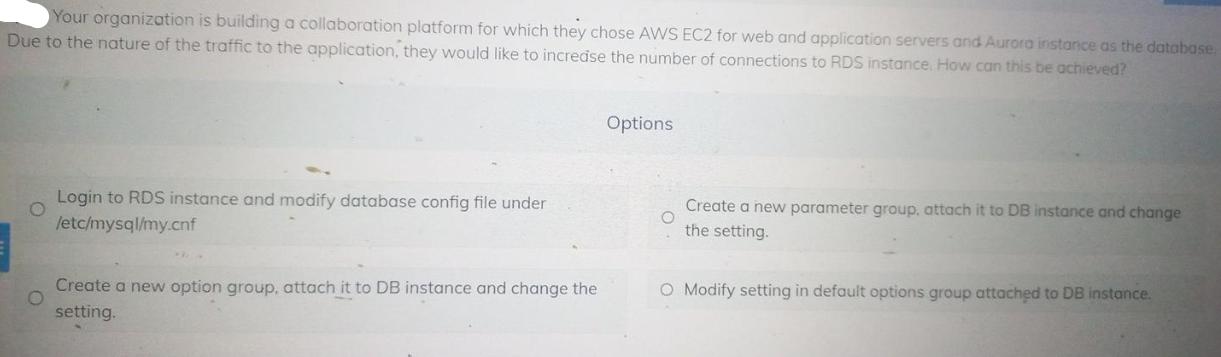 Your organization is building a collaboration platform for which they chose AWS EC2 for web and application
