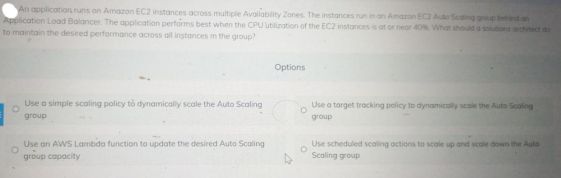 An application runs on Amazon EC2 instances across multiple Availability Zones. The instances run in an